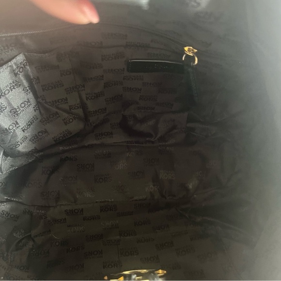 Michael Kors Black and Tan East and West Shoulder Bag with Monogram - Picture 3 of 5